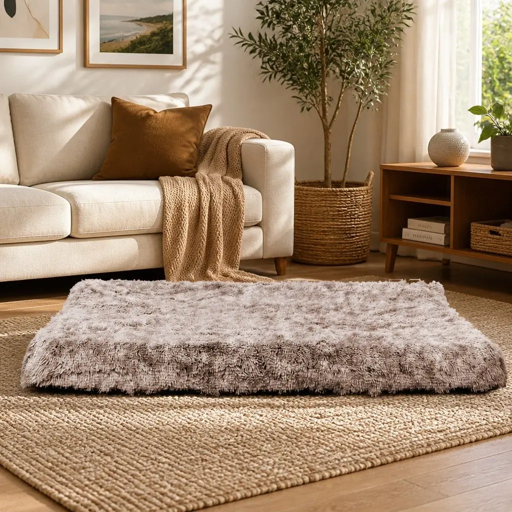 Memory Foam Dog Bed Pet Cushion Large Anti-Slip Washable Calming Mat Coffee