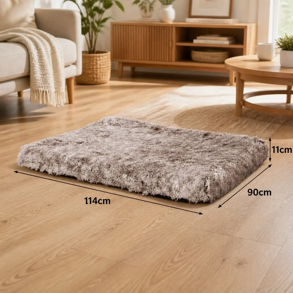 Memory Foam Dog Bed Pet Cushion Large Anti-Slip Washable Calming Mat Coffee