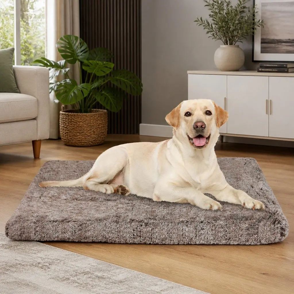 Memory Foam Dog Bed Pet Cushion Large Anti-Slip Washable Calming Mat Coffee