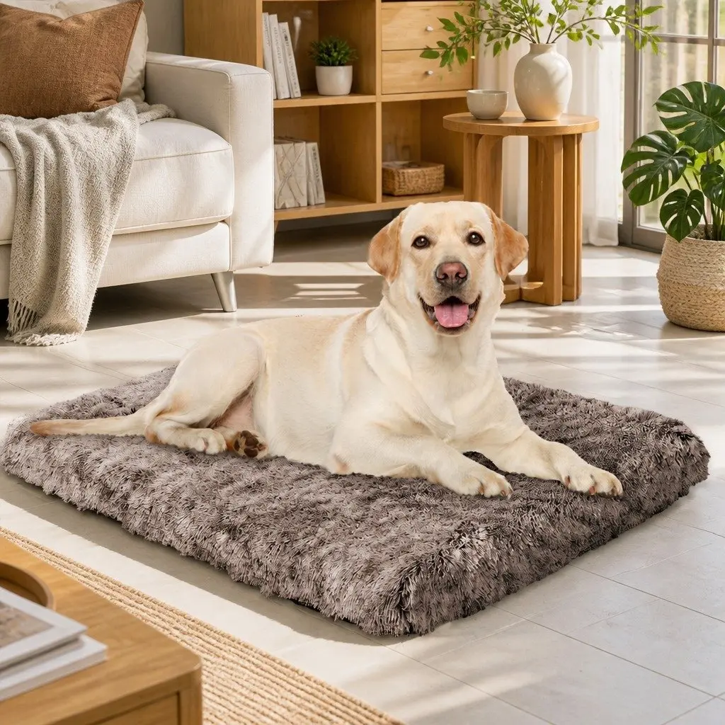Memory Foam Dog Bed Pet Cushion Large Anti-Slip Washable Calming Mat Coffee