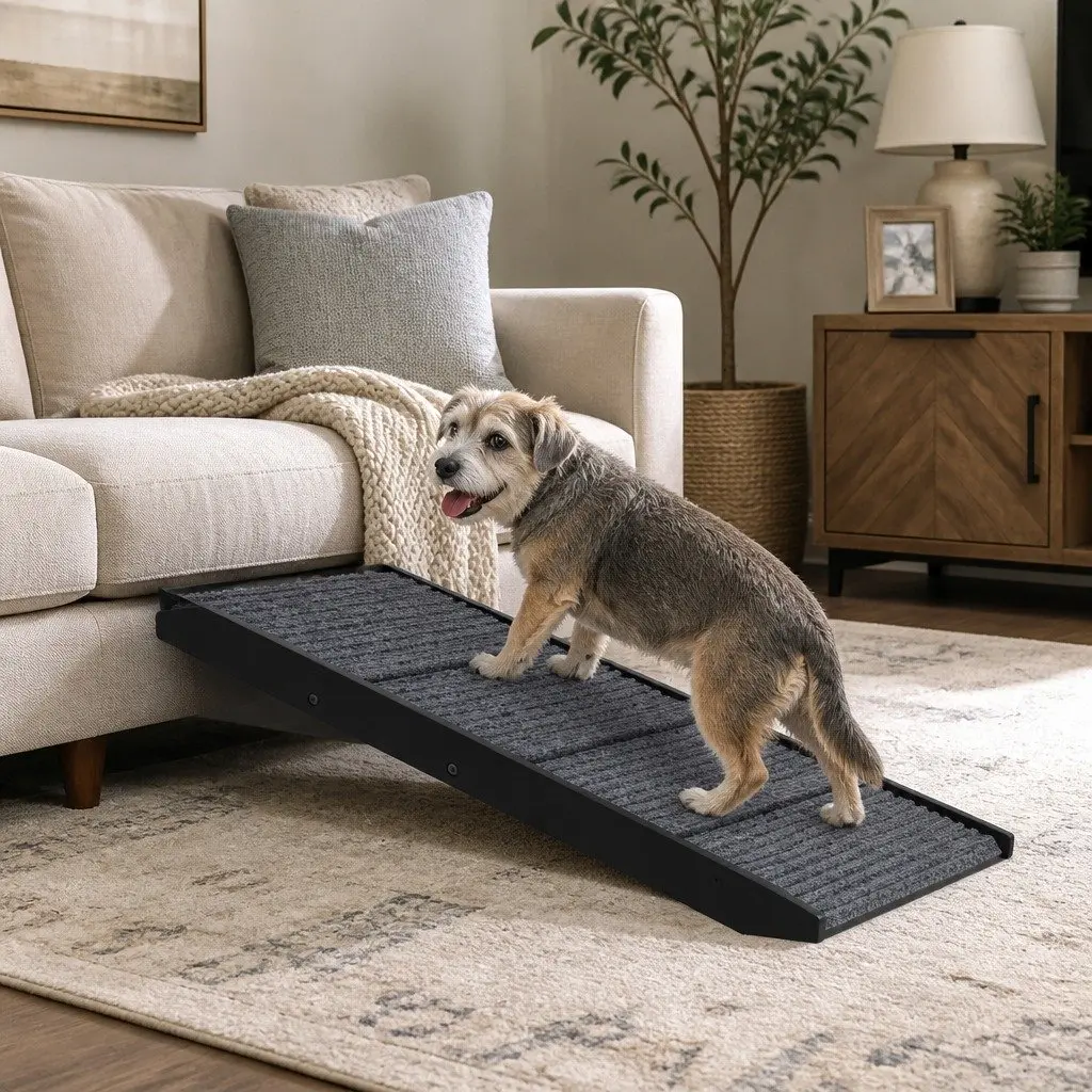 Adjustable Pet Ramp Folding Portable Non-Slip Black