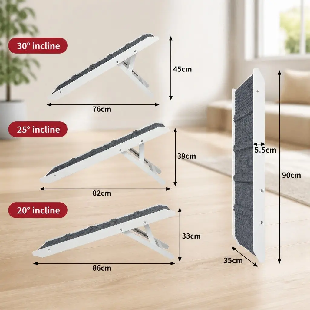 Adjustable Pet Ramp Portable Foldable Dog Stair Indoor Outdoor 3 Height Settings