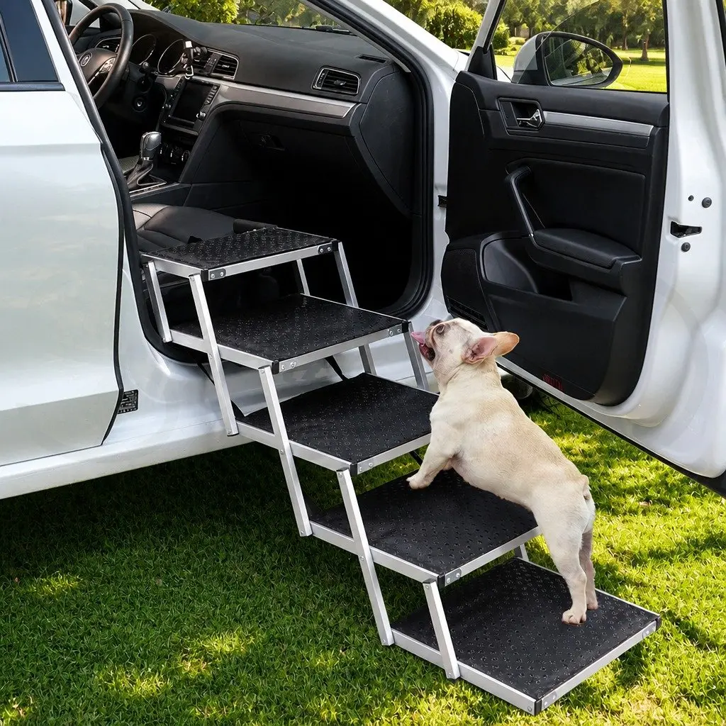 Pet Ramp Adjustable Height 5 Steps Foldable Portable Carry Handle