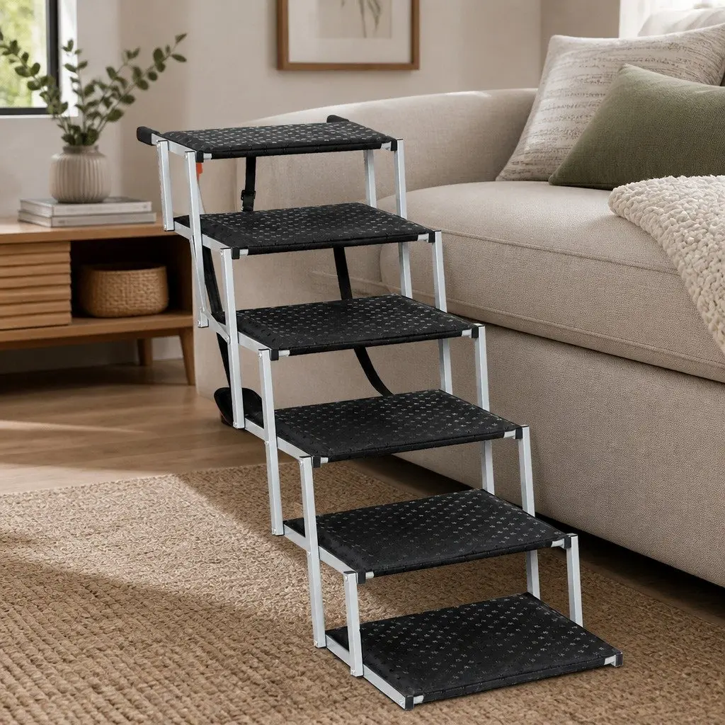 Pet Ramp Dog Stairs Foldable Car SUV Travel Step Adjustable Height 90kg Capacity