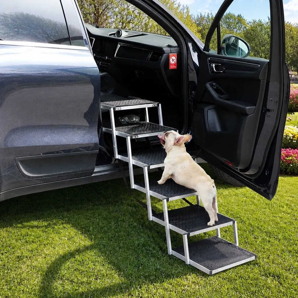 Pet Ramp Adjustable Height 6 Steps Foldable Portable Indoor Outdoor