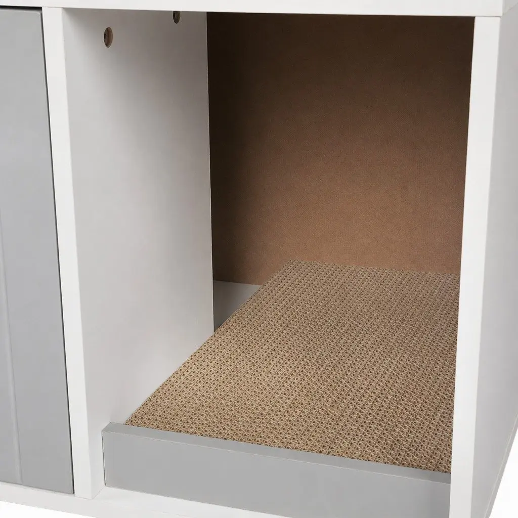 Cat Litter Box Enclosure Cabinet Wooden Furniture Grey 91cm W x 50cm D x 51cm H