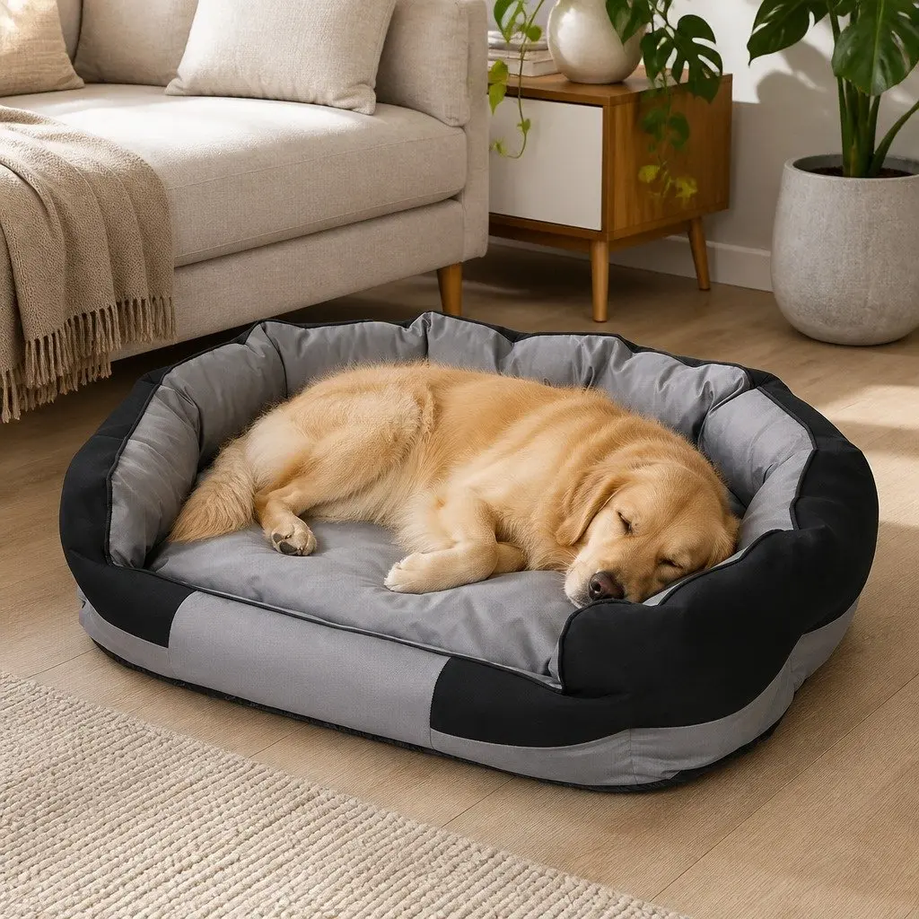 Waterproof Pet Dog Bed X-Large Orthopedic Memory Foam Removable Cover Bolster