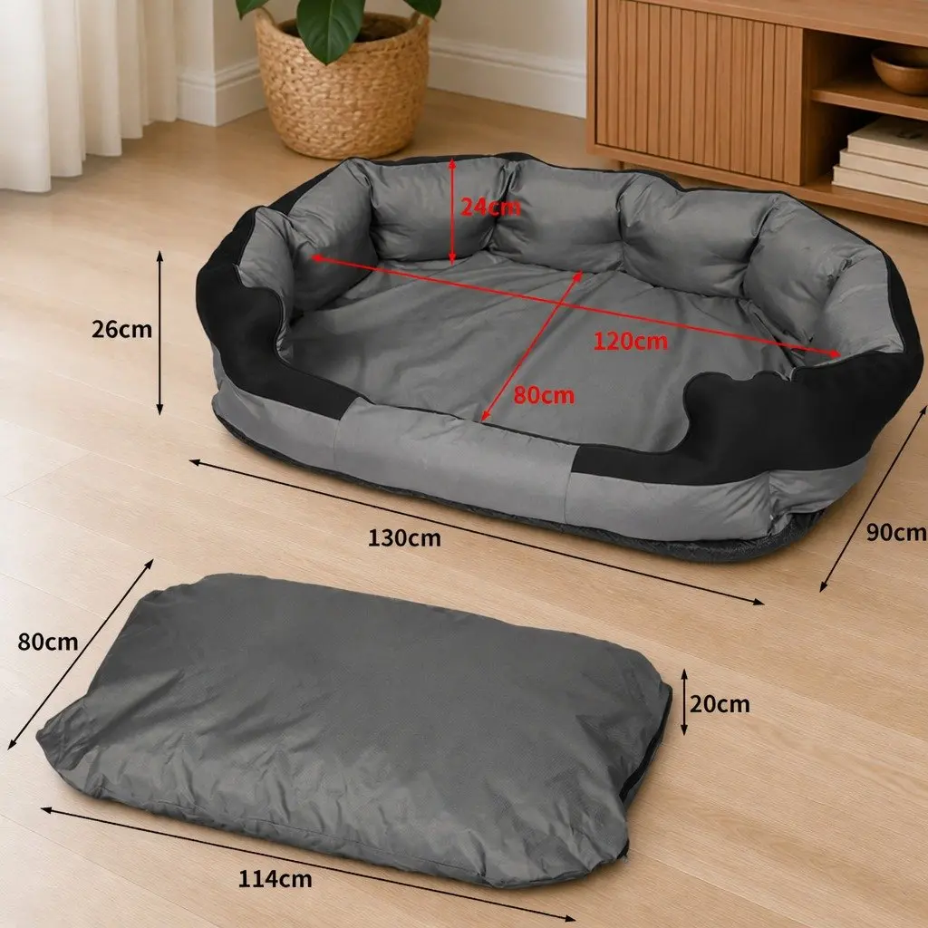 Waterproof Pet Dog Bed X-Large Orthopedic Memory Foam Removable Cover Bolster