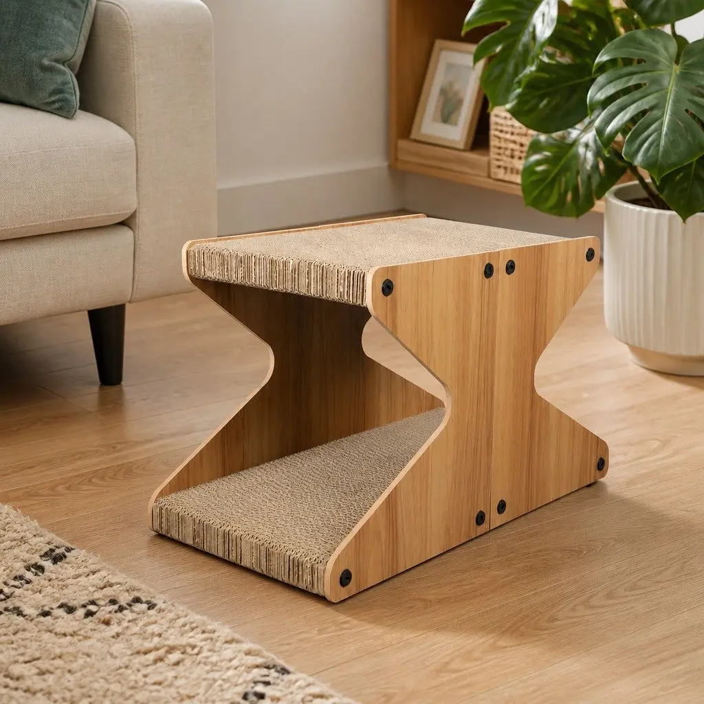 Cat Scratching Board Corrugated Cardboard MDF Frame 50cm x 25cm x 28cm