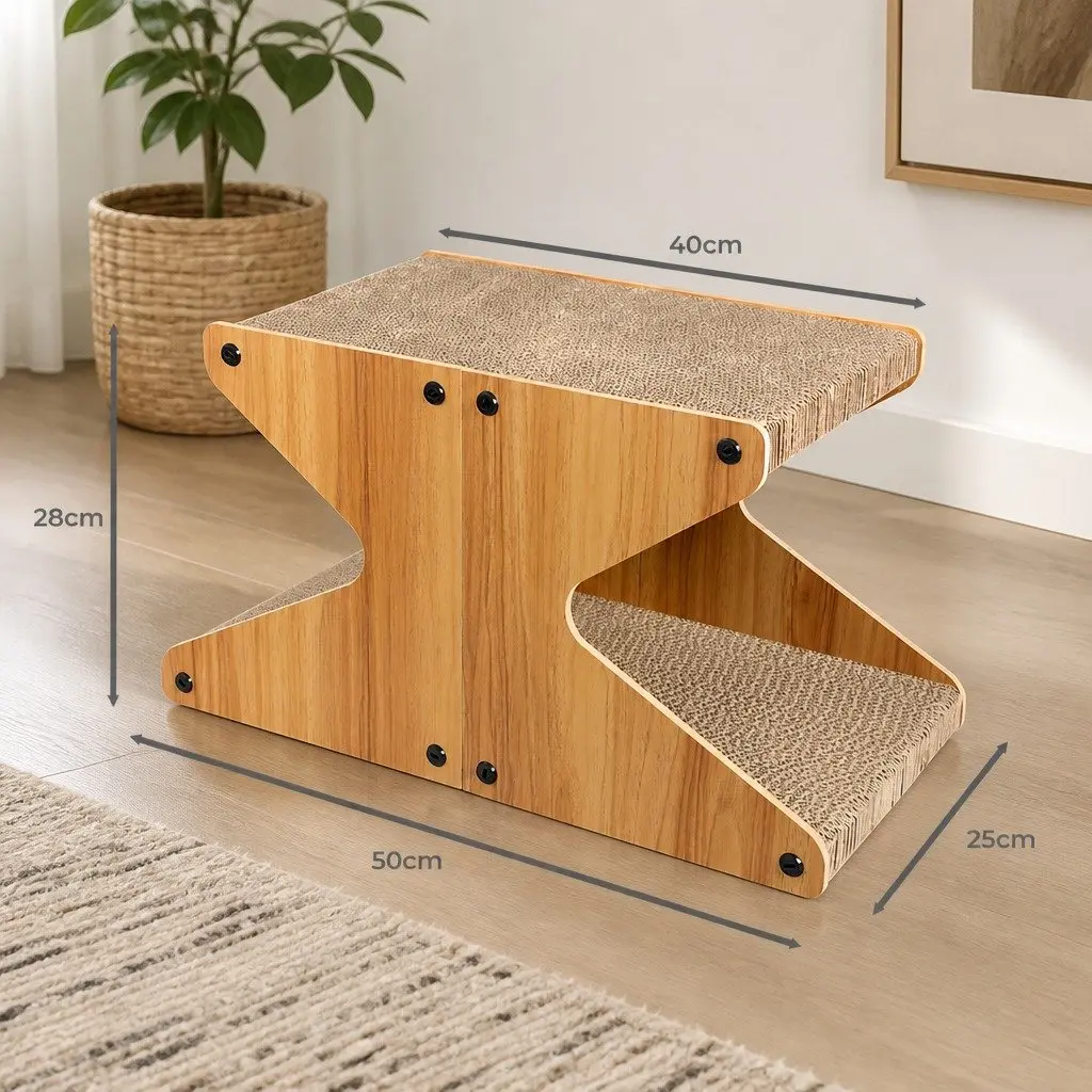 Cat Scratching Board Corrugated Cardboard MDF Frame 50cm x 25cm x 28cm