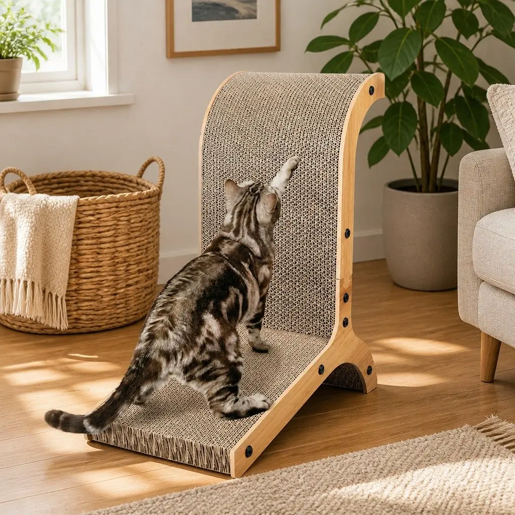 Cat Scratch Pad Corrugated Cardboard MDF Frame 51cm x 25cm x 42cm
