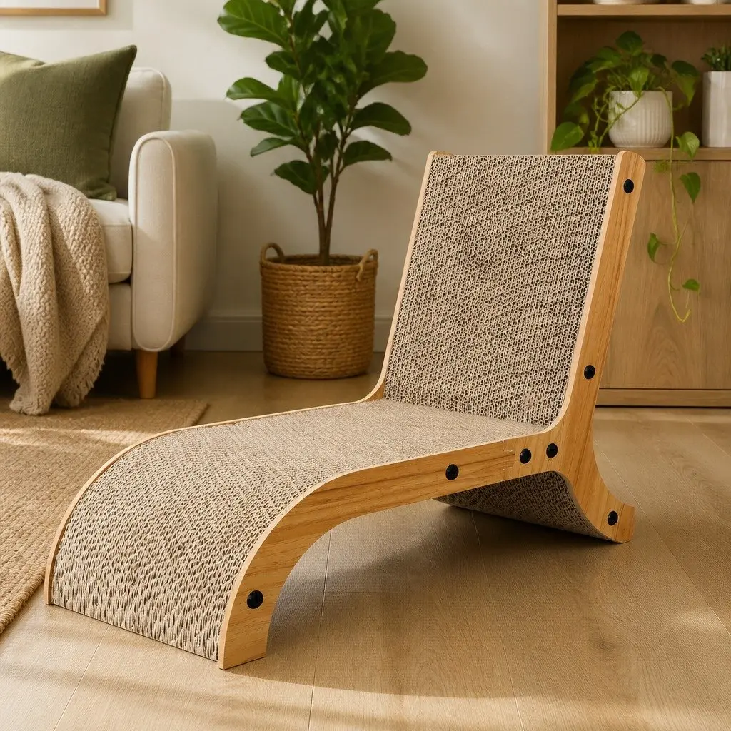 Cat Scratch Pad Corrugated Cardboard MDF Frame 51cm x 25cm x 42cm