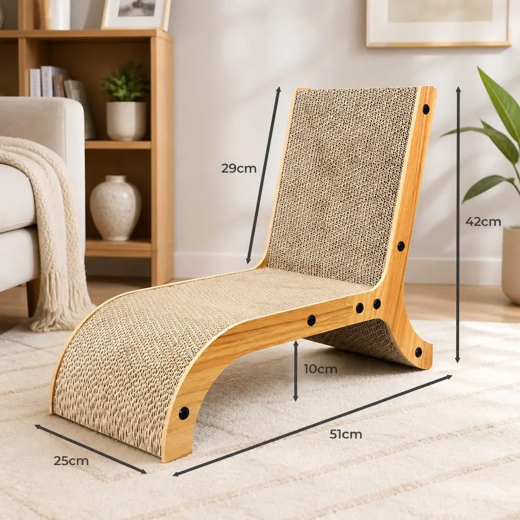 Cat Scratch Pad Corrugated Cardboard MDF Frame 51cm x 25cm x 42cm
