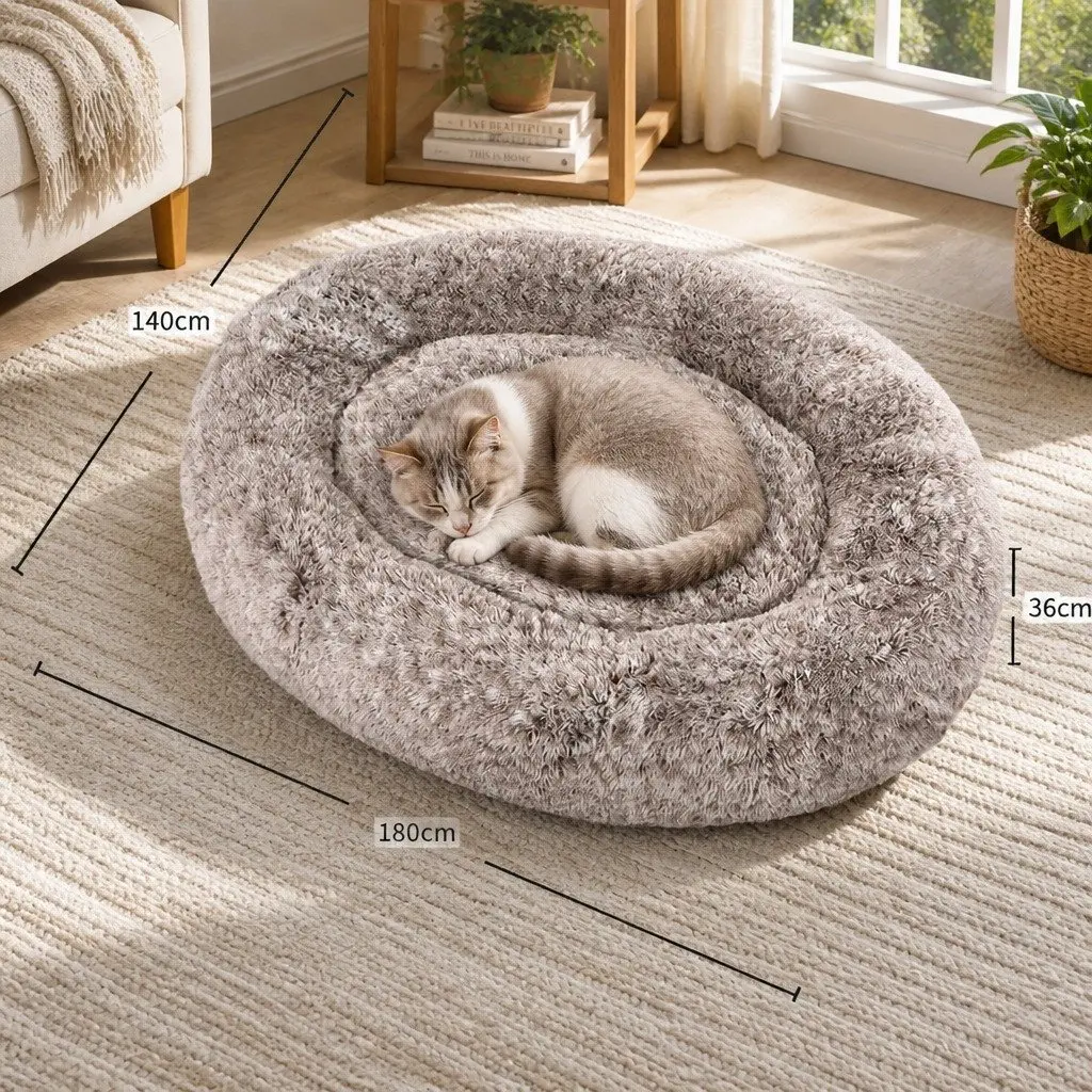 Human Size Pet Bed 1.8m Fluffy Nap Bed Faux Fur Floor Lounger Removable Cover