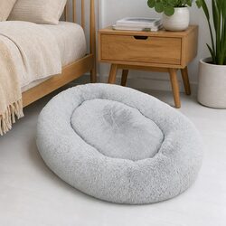 Large Pet Bed 1.8m Fluffy Grey Nap Bed Machine Washable Soft Comfortable