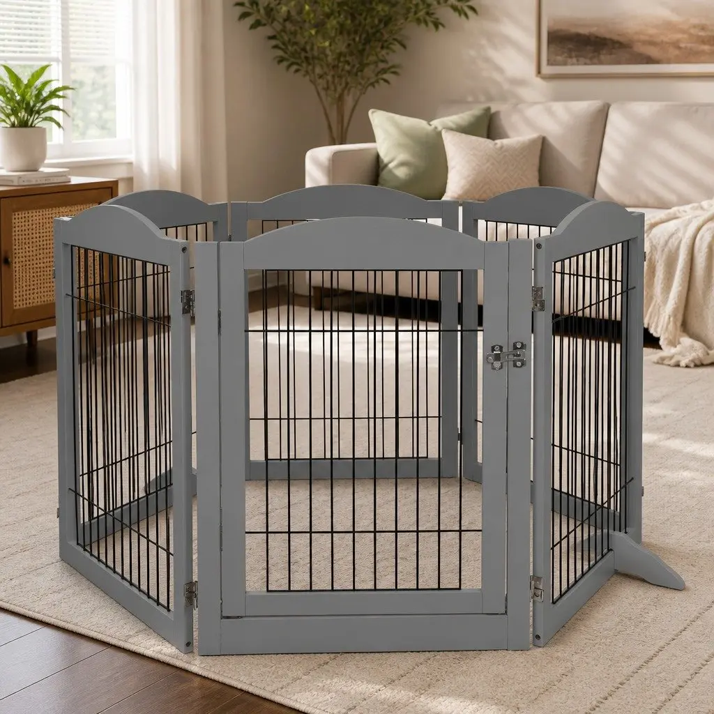 Pet Dog Playpen Puppy 6 Panels Portable Foldable Safe Enclosure Indoor Outdoor