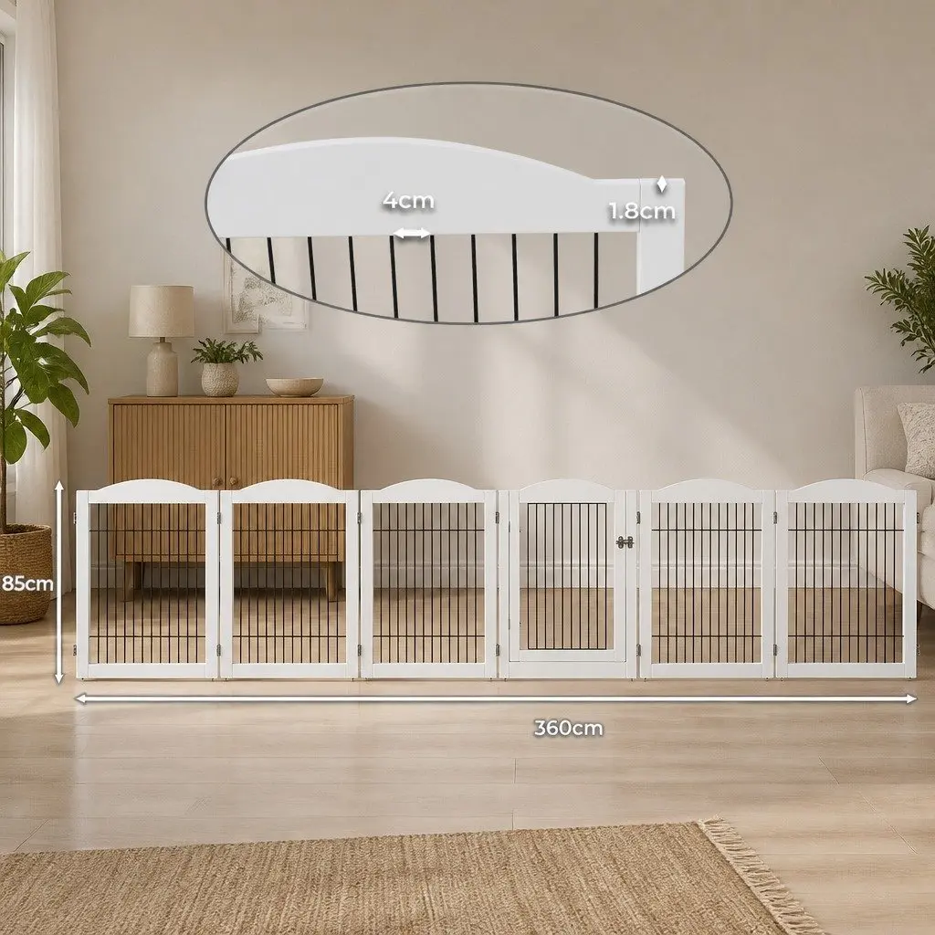 Pet Dog Playpen Foldable 6 Panels Indoor Outdoor Enclosure White