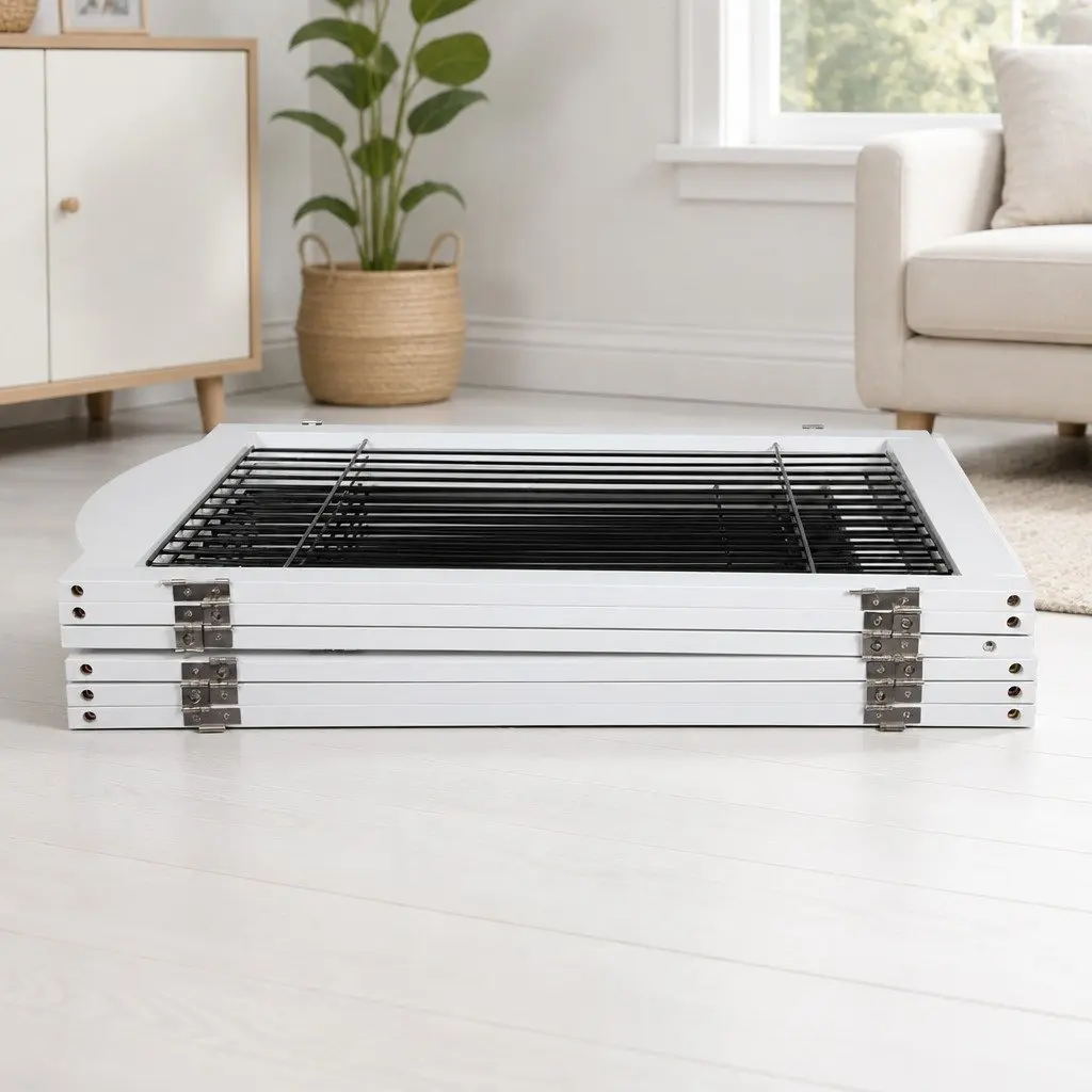 Pet Dog Playpen Foldable 6 Panels Indoor Outdoor Enclosure White