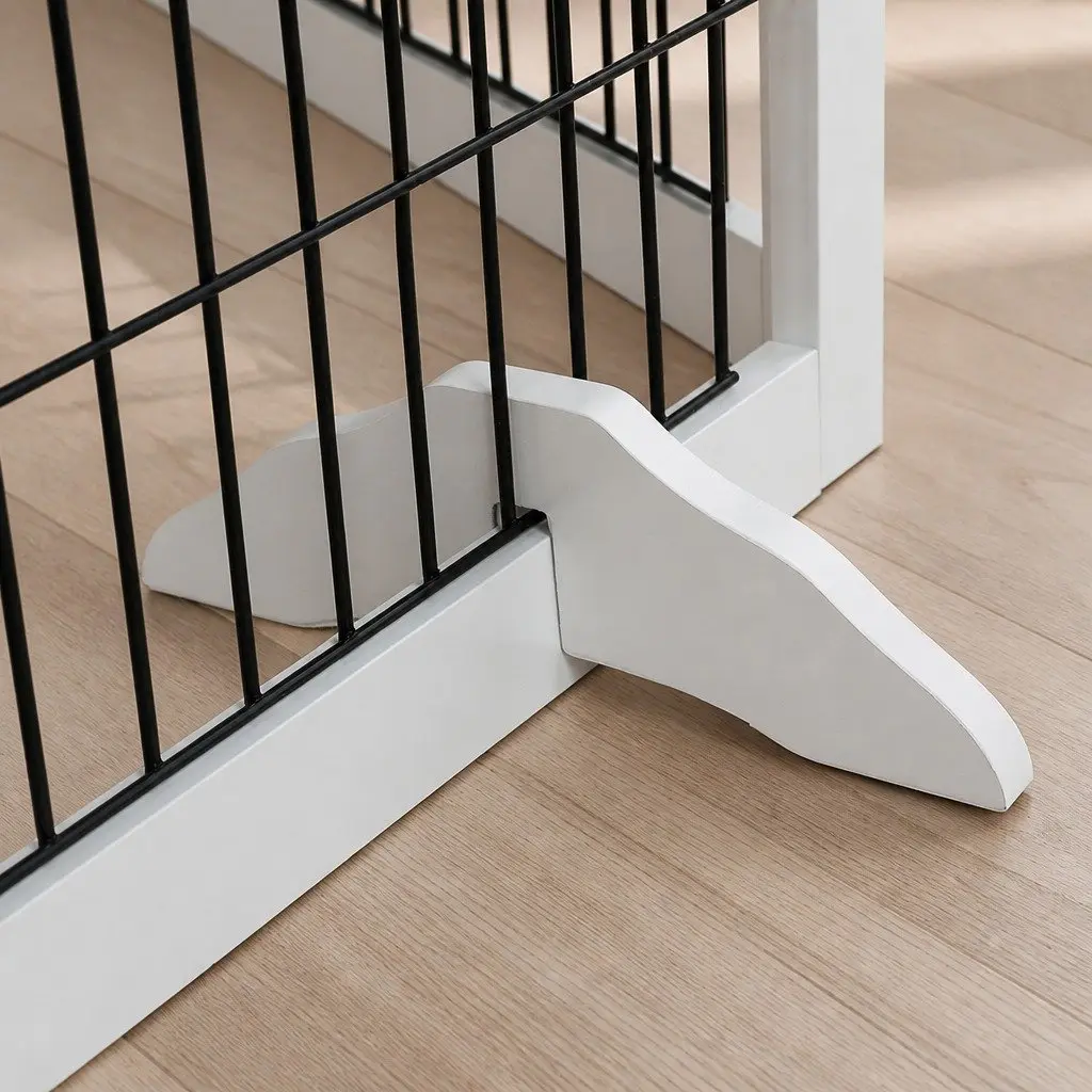 Pet Dog Playpen Foldable 6 Panels Indoor Outdoor Enclosure White