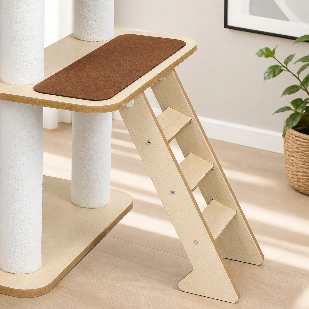 Cat Tree Multi-Level Scratching Post Tower with Platforms and Sleeping Den 120cm L x 48cm W x 138cm H
