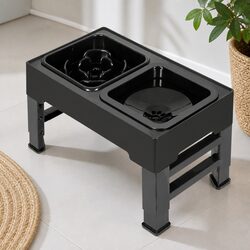 Elevated Pet Feeder 4 Height Adjustable Dog Cat Bowl Slow Feed Non-Slip Base