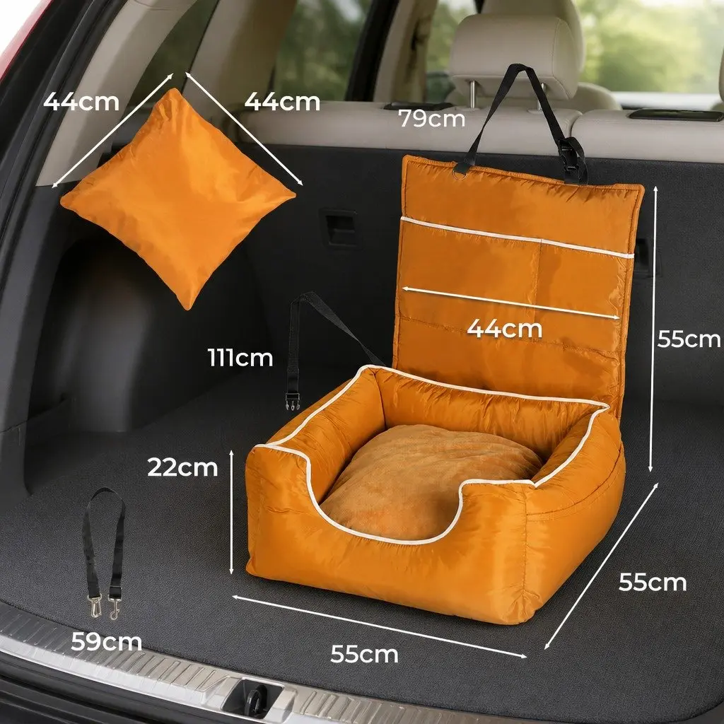 Dog Car Seat Pet Travel Safety Carrier Waterproof Cushion Washable Cover Orange