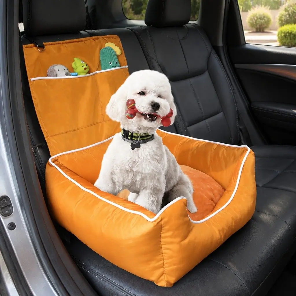 Dog Car Seat Pet Travel Safety Carrier Waterproof Cushion Washable Cover Orange
