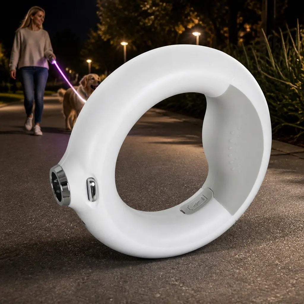 LED Dog Leash USB Rechargeable Night Safety Light 2m for Medium Large Dogs