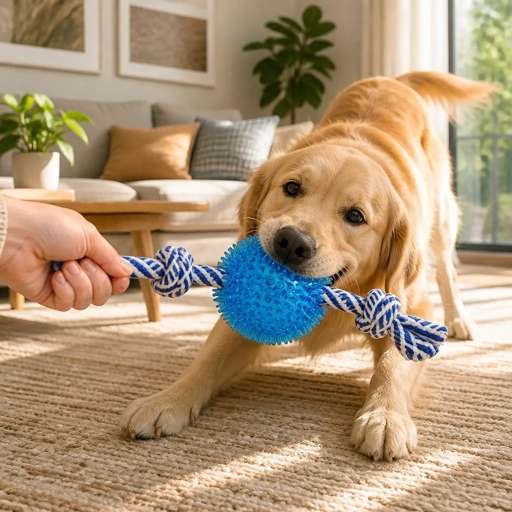 Dog Chew Toys Set Squeaky Rope Frisbee 6 Piece