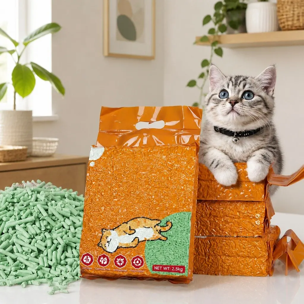 Tofu Cat Litter Clumping Green Tea Odour Control Biodegradable 2.5kg