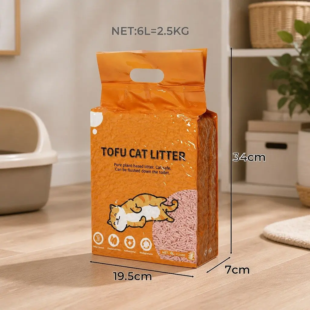 Tofu Cat Litter Biodegradable Clumping Dust-Free 2.5kg Peach Scent