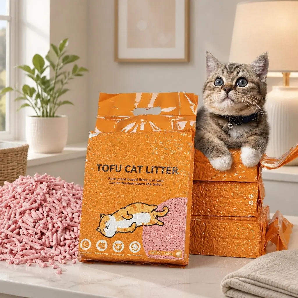 Tofu Cat Litter Clumping Watermelon Scent Biodegradable 2.5kg x4 Bags