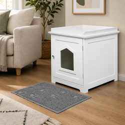 Your Cat's Privacy with Enclosed Litter Box and Mat