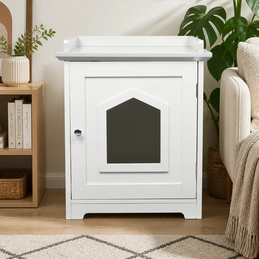 Fully Enclosed Cat Litter Box with Privacy Door 48cm x 53cm x 57cm