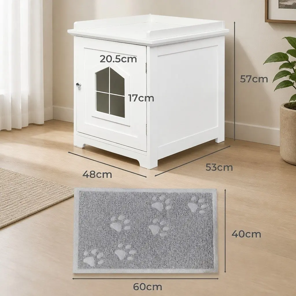 Fully Enclosed Cat Litter Box with Privacy Door 48cm x 53cm x 57cm