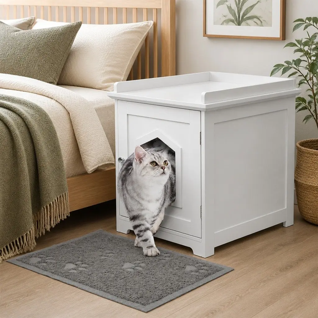 Fully Enclosed Cat Litter Box with Privacy Door 48cm x 53cm x 57cm