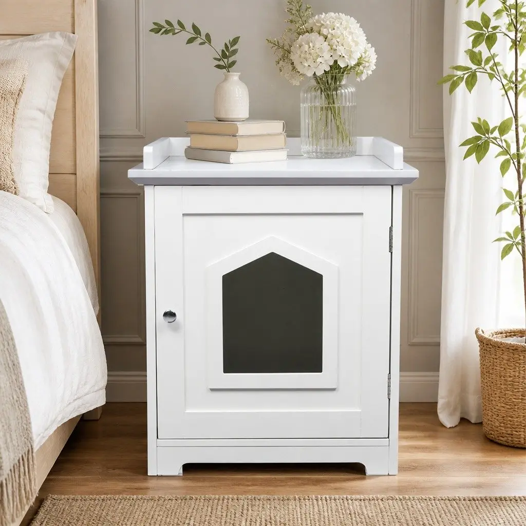 Fully Enclosed Cat Litter Box with Privacy Door 48cm x 53cm x 57cm