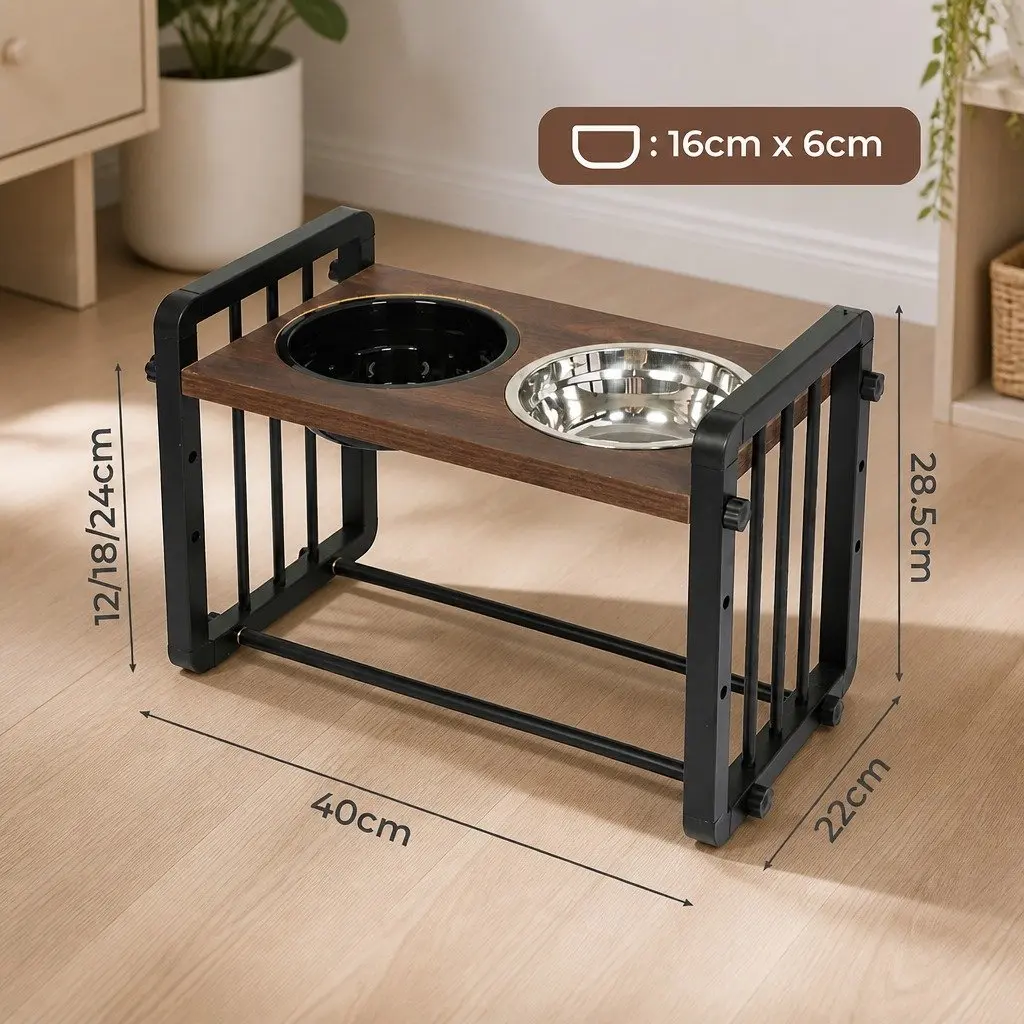 Adjustable Height Pet Feeder Elevated Dog Cat Bowl Stand Medium 3 Positions
