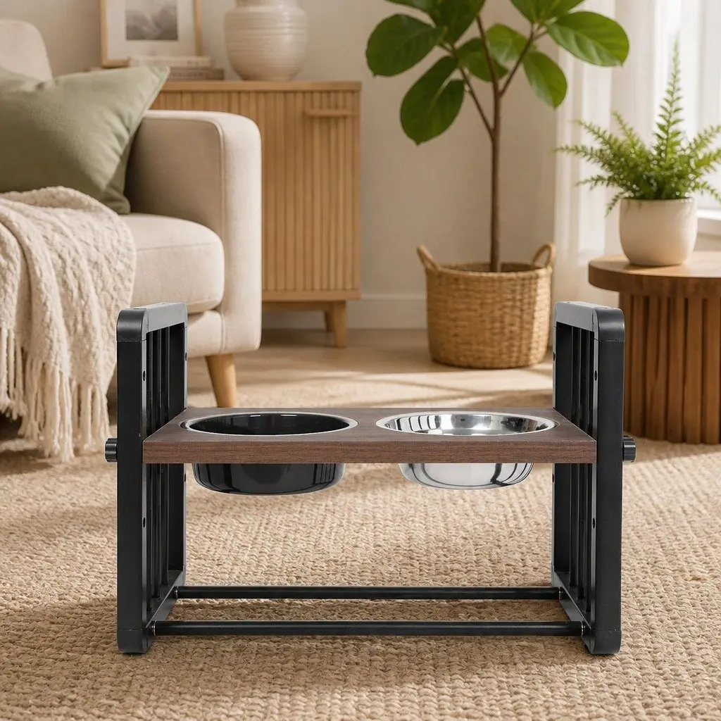Adjustable Height Pet Feeder Elevated Dog Cat Bowl Stand Medium 3 Positions