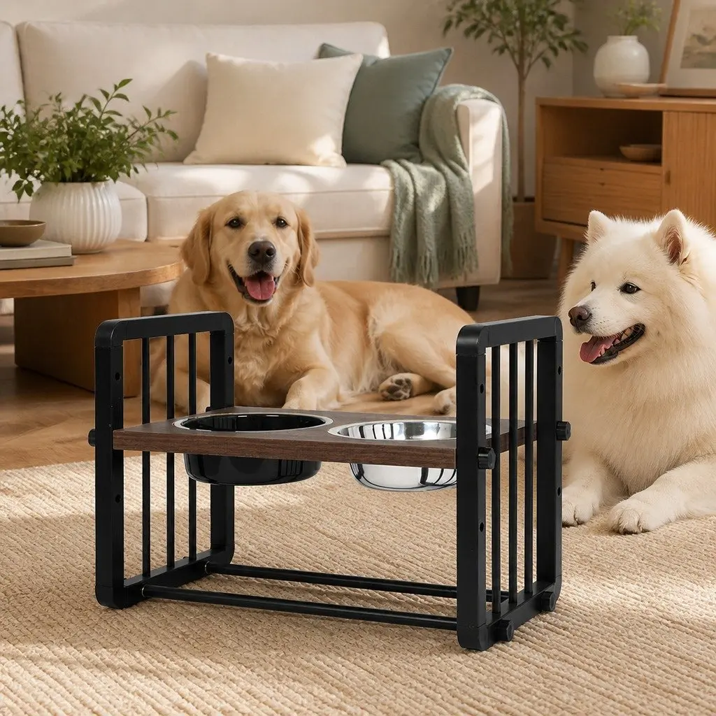 Adjustable Height Pet Feeder Elevated Dog Cat Bowl Stand Medium 3 Positions