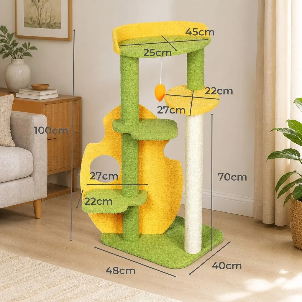 Cat Tree Multi-Level Scratching Climbing Tower 48cm L x 40cm W x 100cm H