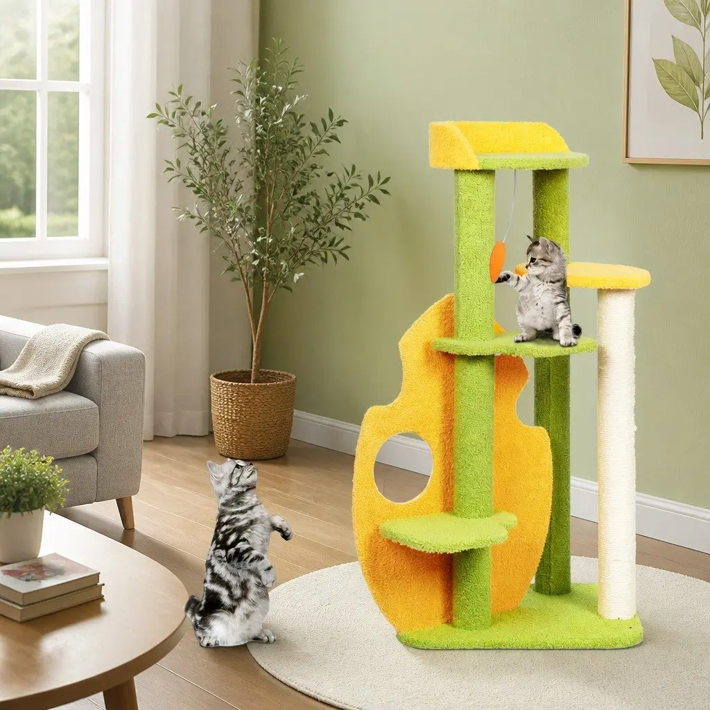 Cat Tree Multi-Level Scratching Climbing Tower 48cm L x 40cm W x 100cm H