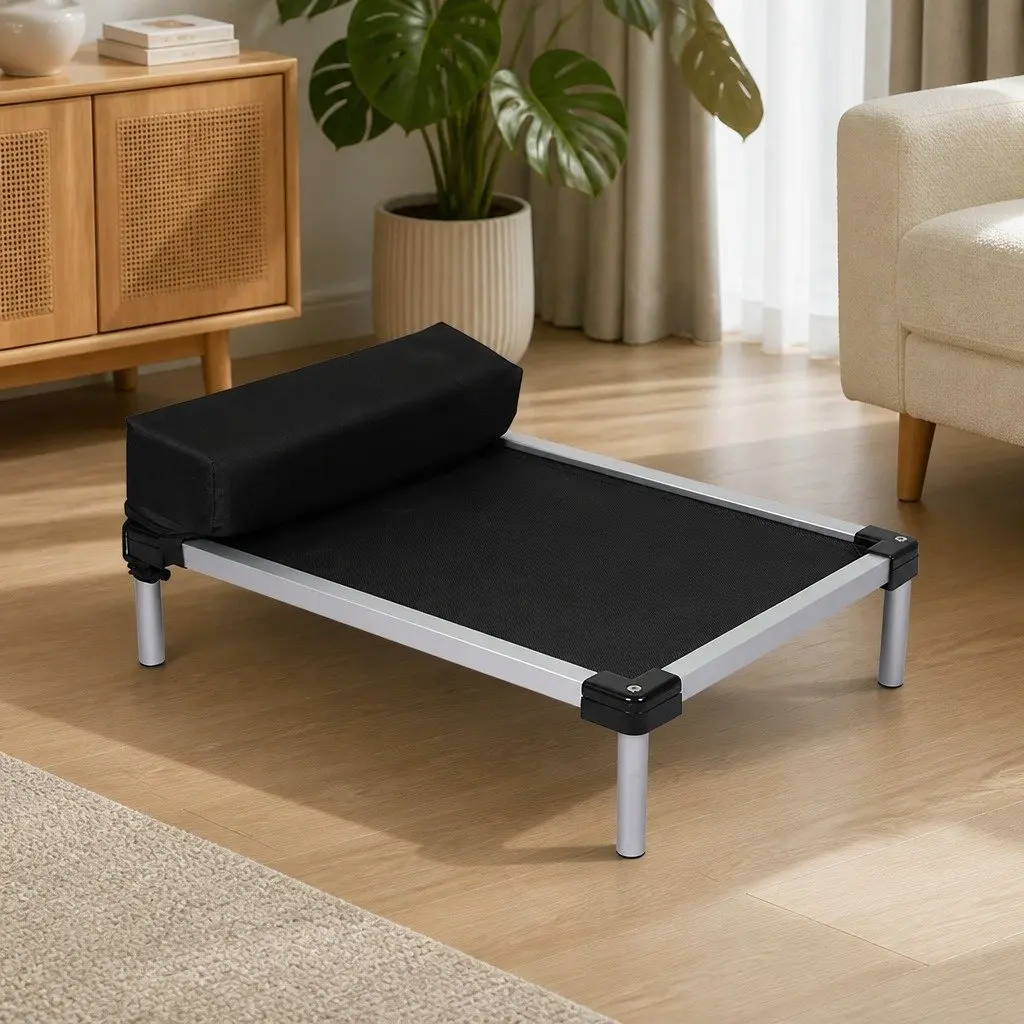 Medium Raised Dog Cat Bed with Breathable Mesh and Sturdy Aluminium Frame