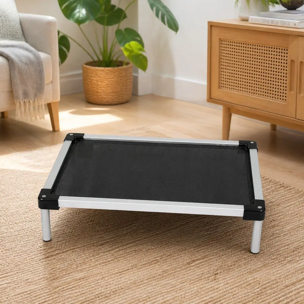 Medium Raised Dog Cat Bed with Breathable Mesh and Sturdy Aluminium Frame