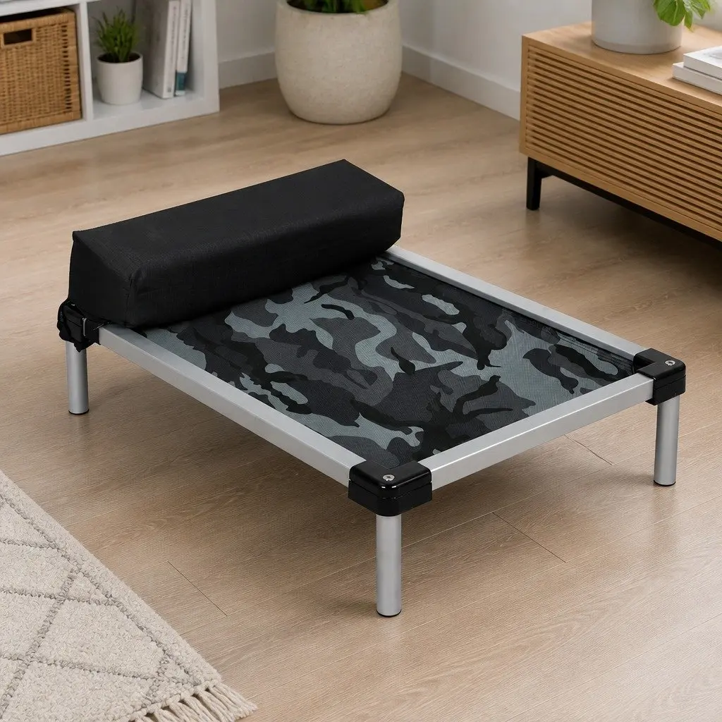 Pet Bed Medium Raised Camouflage Breathable Mesh Frame