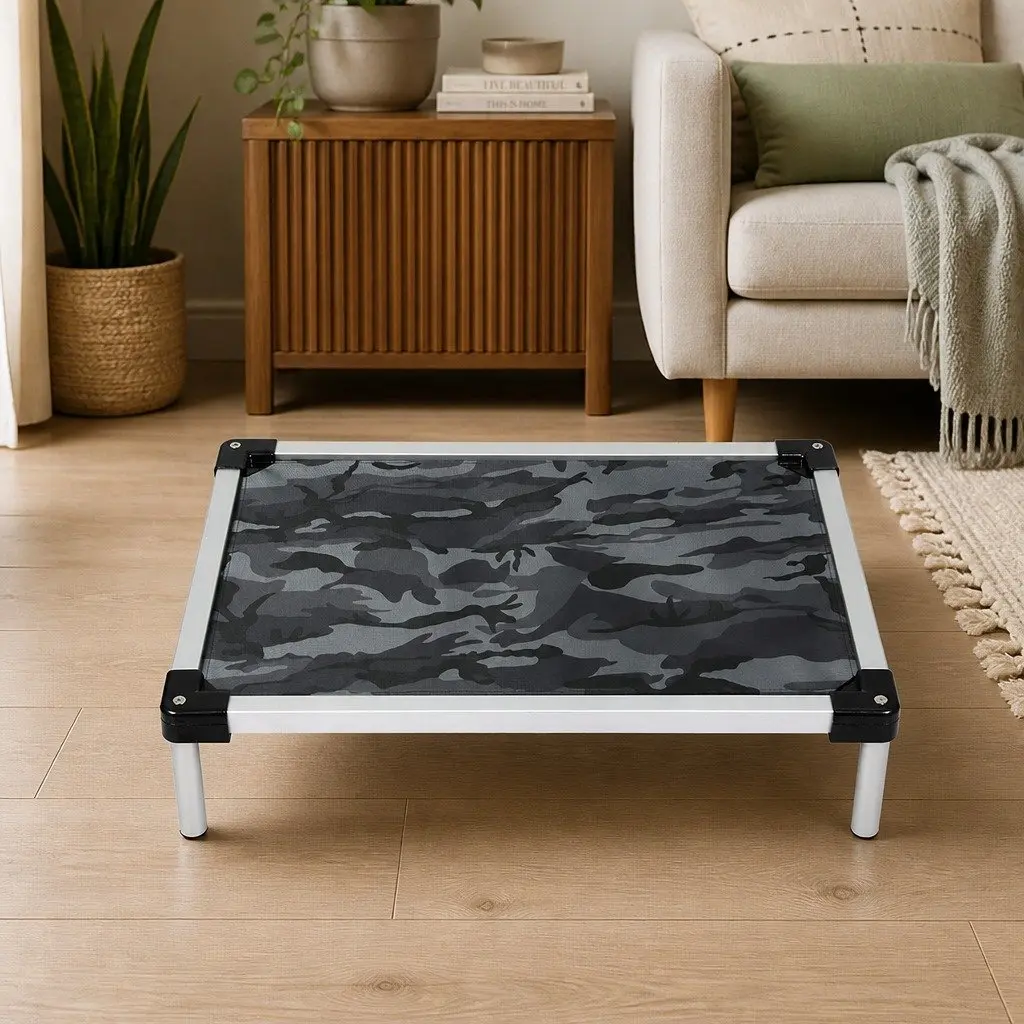 Pet Bed Medium Raised Camouflage Breathable Mesh Frame