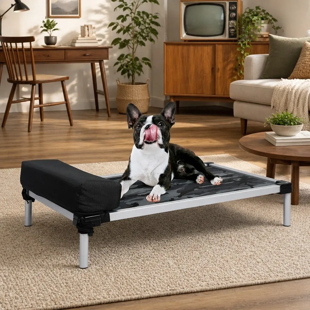 Pet Bed Medium Raised Camouflage Breathable Mesh Frame