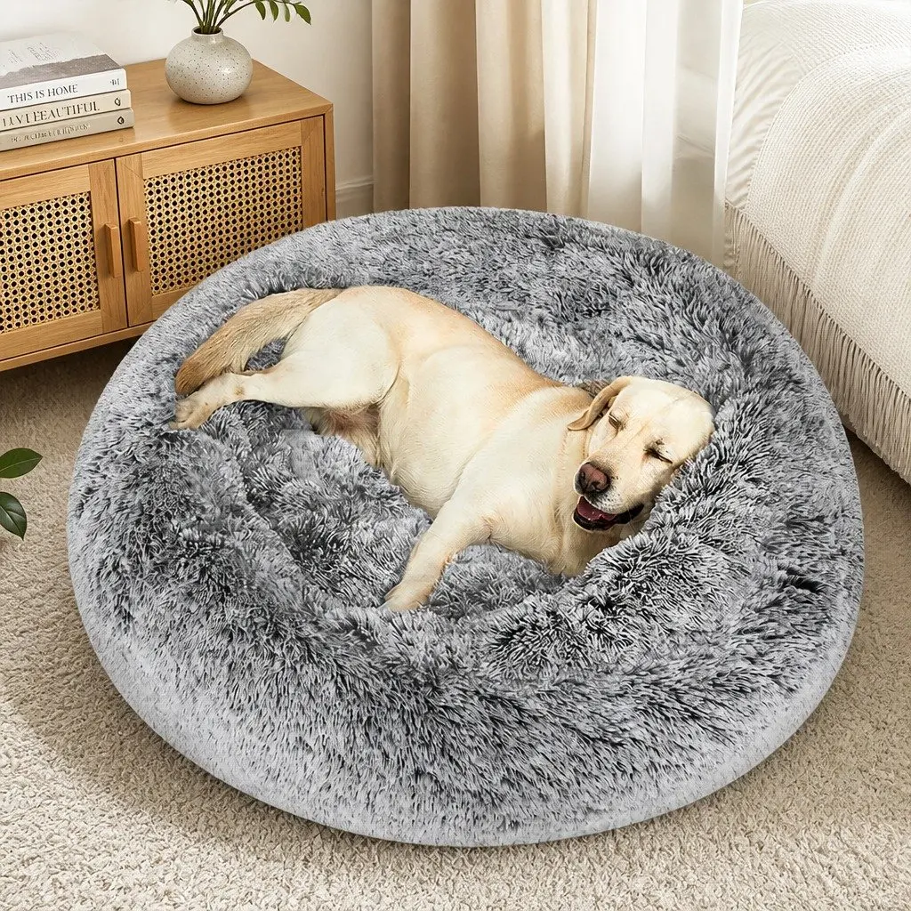 Pet Bed Memory Foam Dog Donut Charcoal Medium Washable Cushion Bolster Rim