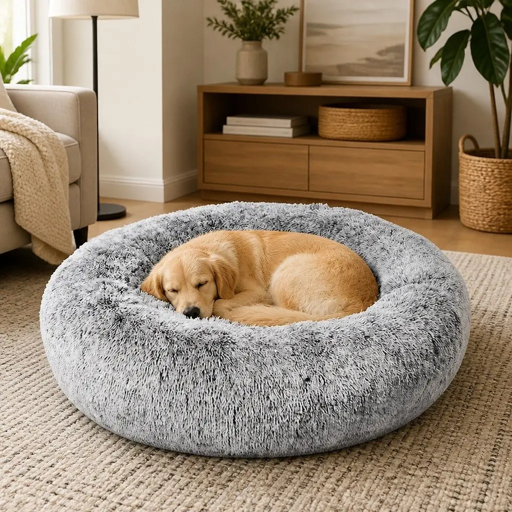 Pet Bed Doughnut Memory Foam Extra-Large Charcoal Removable Washable Cover