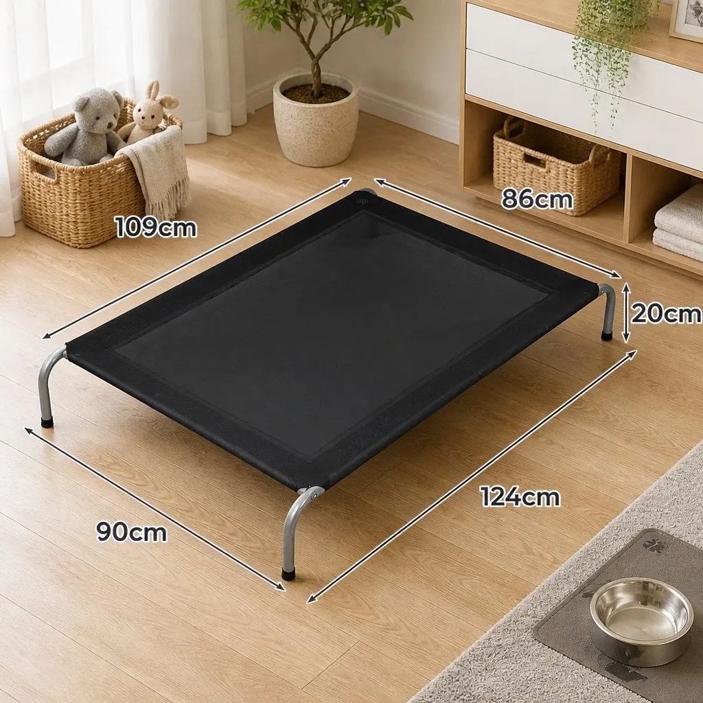 Elevated Pet Bed Trampoline Dog Cat Raised Frame Mesh XL Extra Large Black